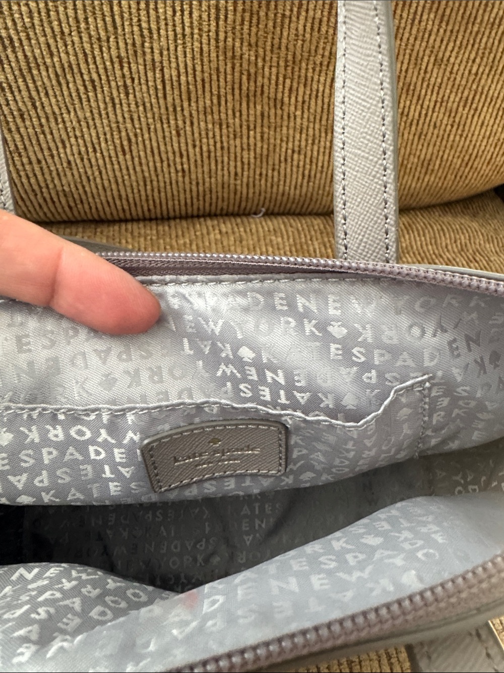 kate spade taupe handbag with silver glitter base - Picture 3 of 4